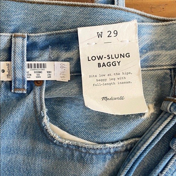 Madewell Low Slung Baggy Jeans Size 29 NWT - Picture 2 of 4